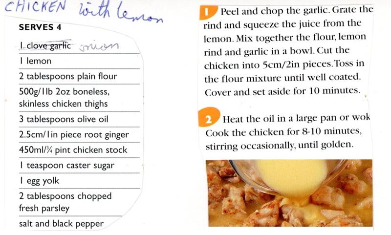 Scan 1 of 2 for Chicken with Lemon and Ginger