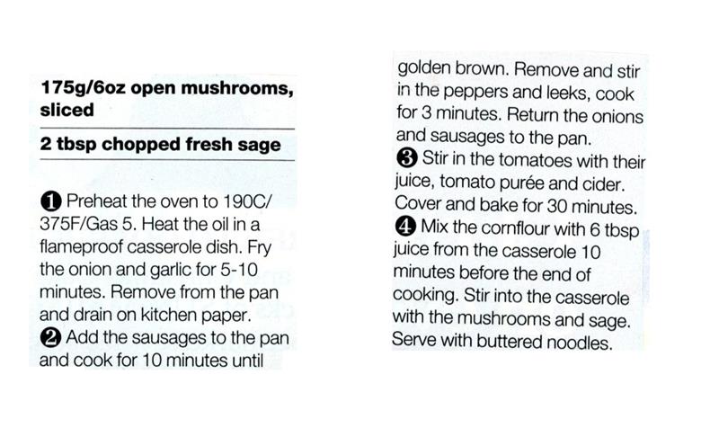 Scan 2 of 2 for Sausage Casserole