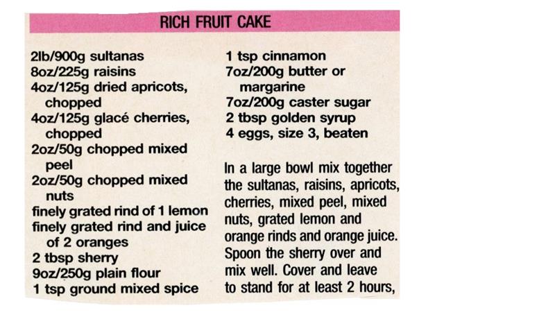 Scan 1 of 2 for Rich Fruit Cake