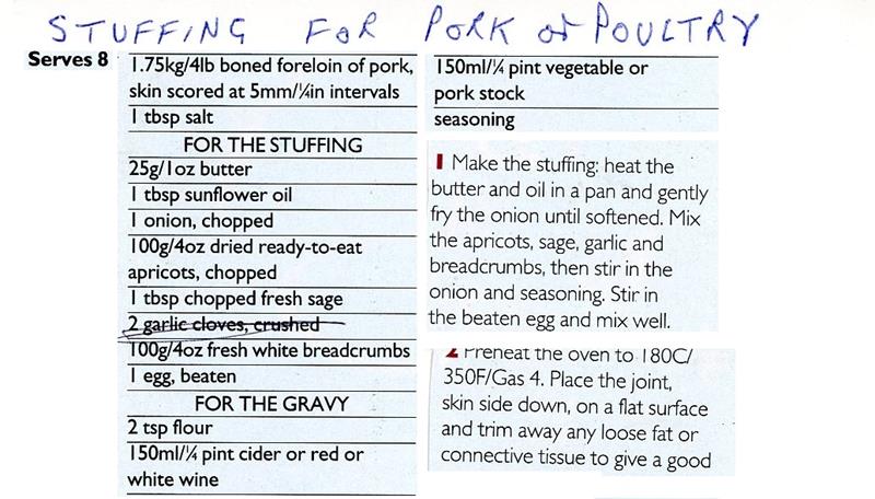 Scan 1 of 2 for Stuffed Foreloin of Pork with Apricot & Sage Stuffing