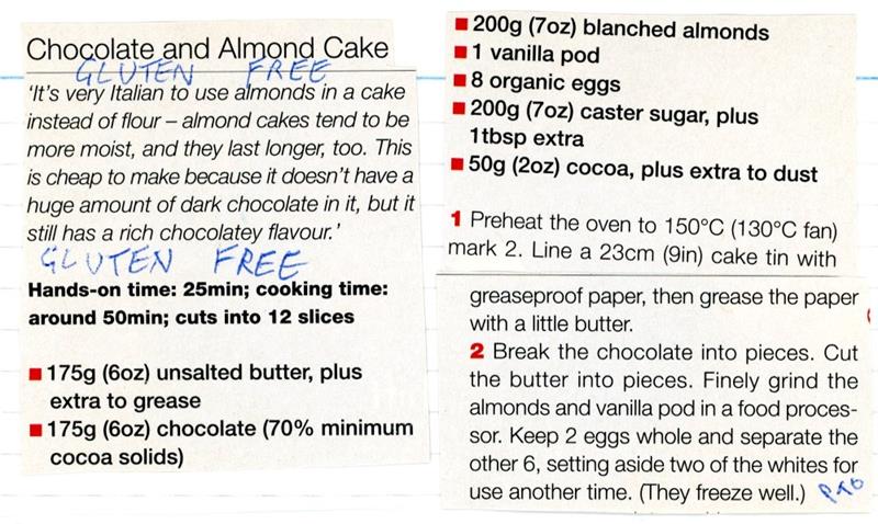 Scan 1 of 2 for Chocolate and Almond Cake