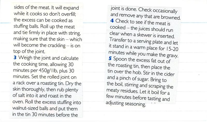 Scan 2 of 2 for Roast Loin of Pork with Apple, Ginger and Orange Stuffing
