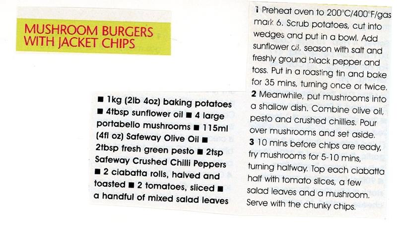 Scan 1 of 2 for Mushroom Burgers with Jacket Chips