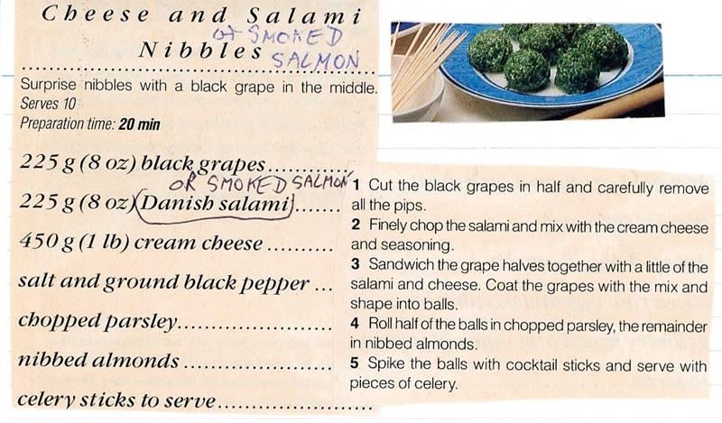 Scan 1 of 1 for Cheese and Salami Surprise Nibbles