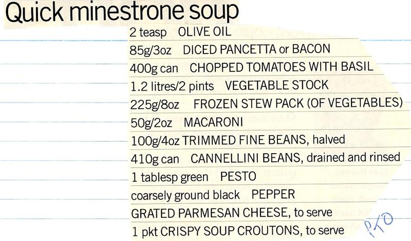 Scan 1 of 2 for Quick Minestrone Soup