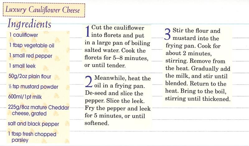 Scan 1 of 2 for Cauliflower Cheese