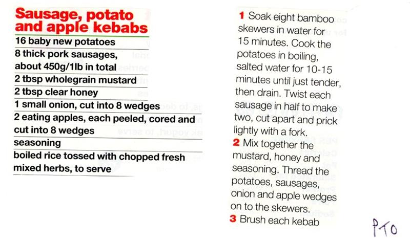 Scan 1 of 2 for Sausage, Potato and Apple Kebabs