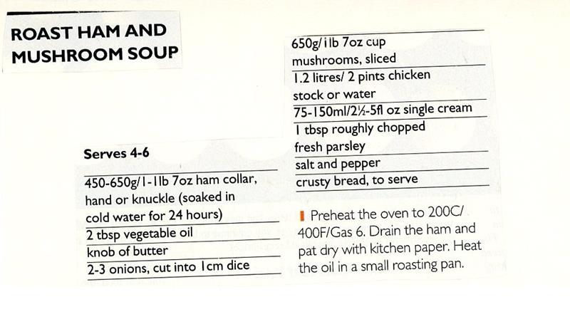 Scan 1 of 2 for Roast Ham and Mushroom Soup