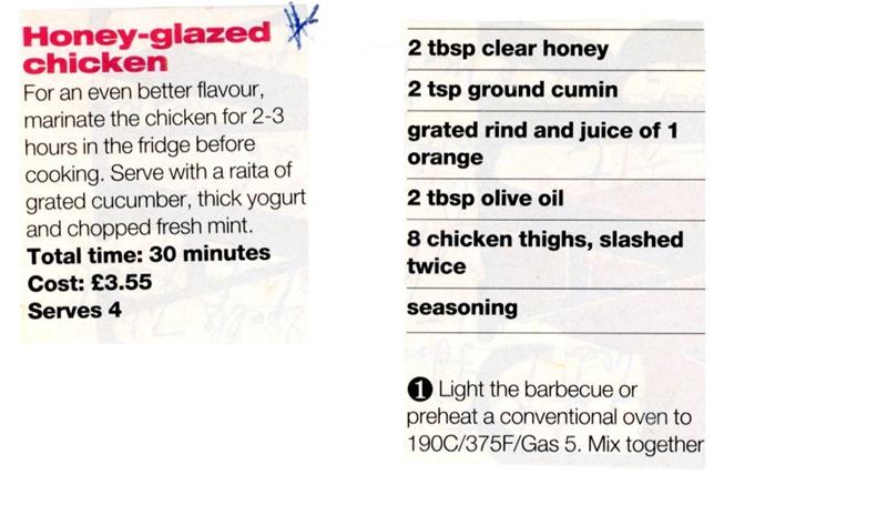 Scan 1 of 2 for Honey-glazed Chicken