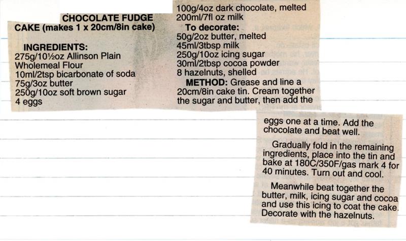 Scan 1 of 1 for Chocolate Fudge Cake