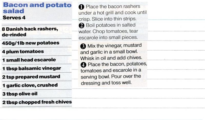 Scan 1 of 1 for Bacon and Potato Salad
