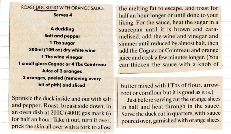 Scan 1 of 1 for Roast Duckling with Orange Sauce