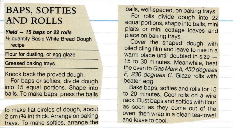 Scan 1 of 1 for Baps, Softies and Rolls