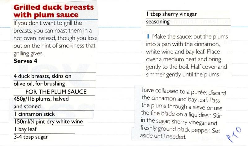 Scan 1 of 2 for Grilled Duck Breasts with Plum Sauce
