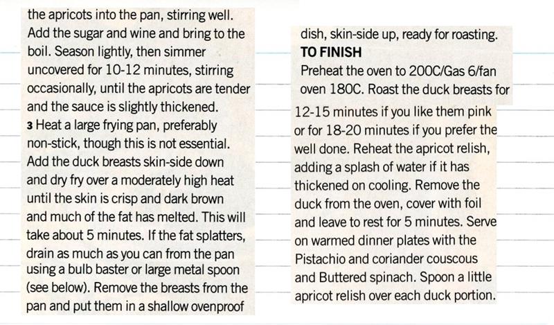 Scan 2 of 2 for Duck with Apricot Relish