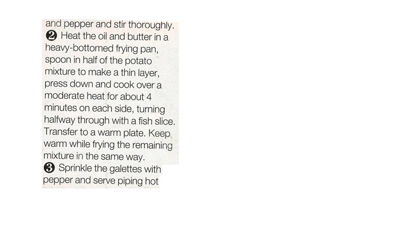 Scan 2 of 2 for Galettes de pommes de terre (Crisp potato, onion and herb cakes)