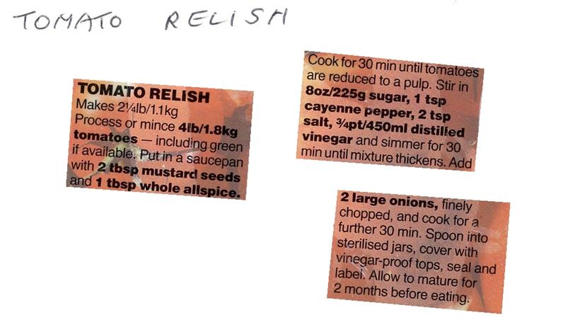 Scan 1 of 1 for Tomato Relish