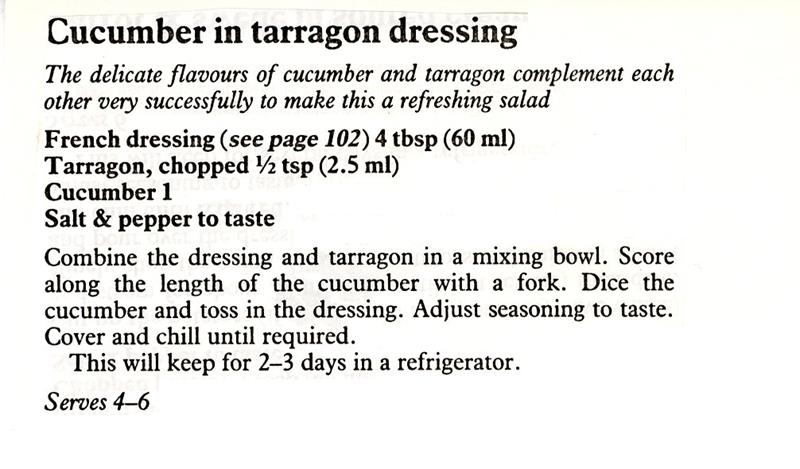 Scan 1 of 1 for Cucumber in Tarragon Dressing