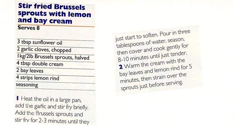Scan 1 of 1 for Stir Fried Brussels Sprouts with Lemon and Bay Cream