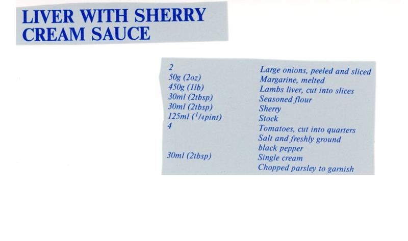 Scan 1 of 2 for Liver with Sherry Cream Sauce