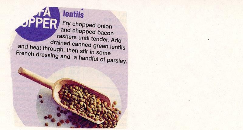 Scan 1 of 1 for Lentils with Bacon and French Dressing
