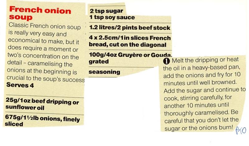 Scan 1 of 2 for French Onion Soup