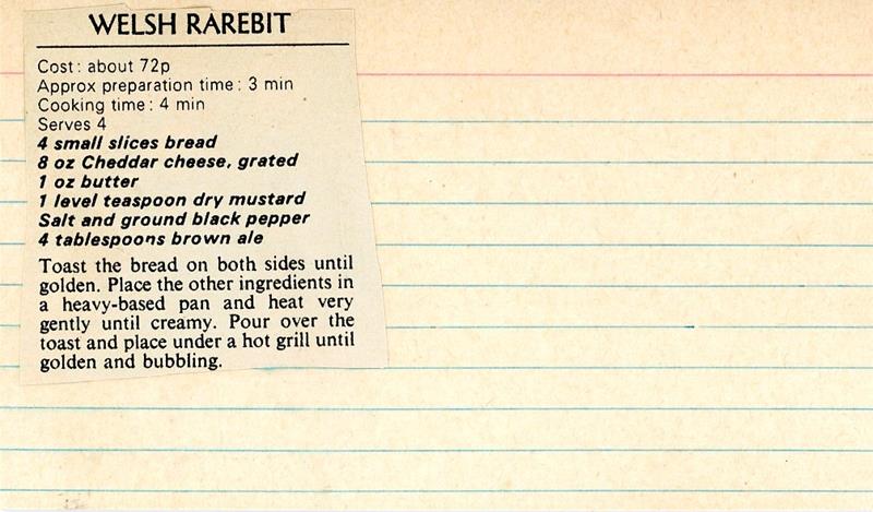 Scan 1 of 1 for Welsh Rarebit