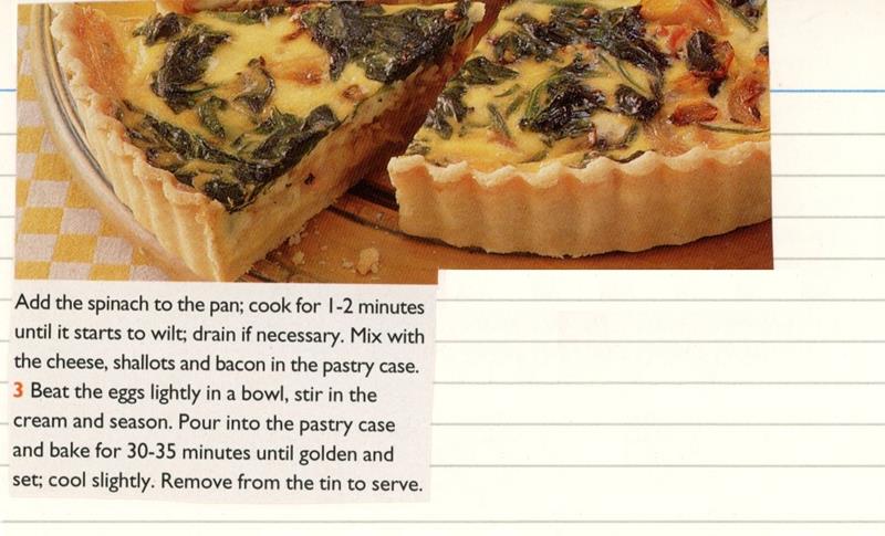 Scan 2 of 2 for Spinach, Shallot and Bacon Quiche