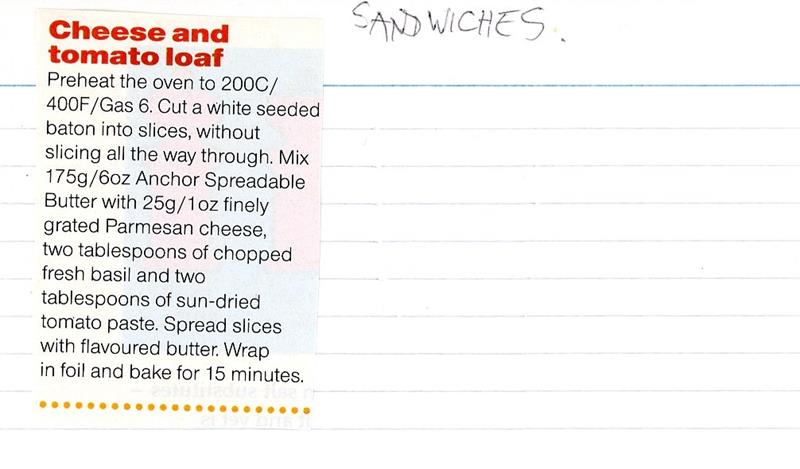 Scan 1 of 1 for Cheese and Tomato Loaf