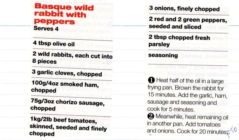 Scan 1 of 2 for Basque Wild Rabbit with Peppers