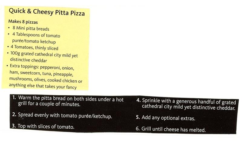 Scan 1 of 1 for Quick & Cheesy Pitta Pizza