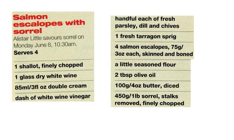 Scan 1 of 2 for Salmon Escalopes with Sorrel
