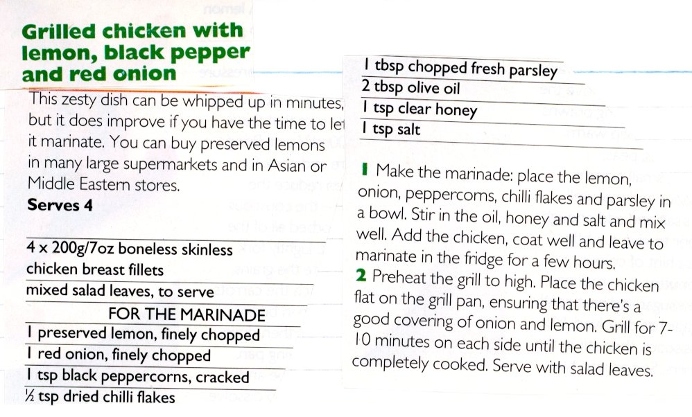 Scan 1 of 1 for Grilled Chicken with Lemon, Black Pepper and Red Onion
