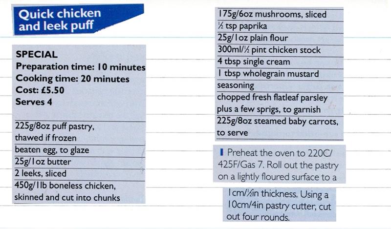 Scan 1 of 2 for Quick Chicken and Leek Puff