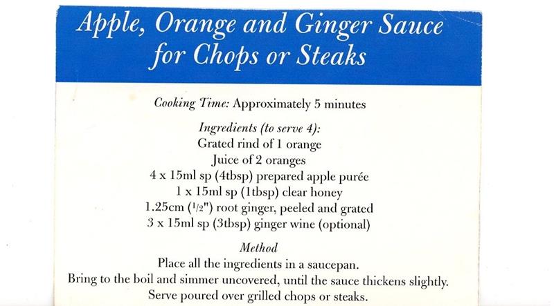 Scan 1 of 1 for Apple, Orange and Ginger Sauce for Chops or Steaks