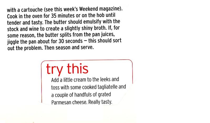 Scan 2 of 2 for Tender Braised Leeks with Wine and Thyme