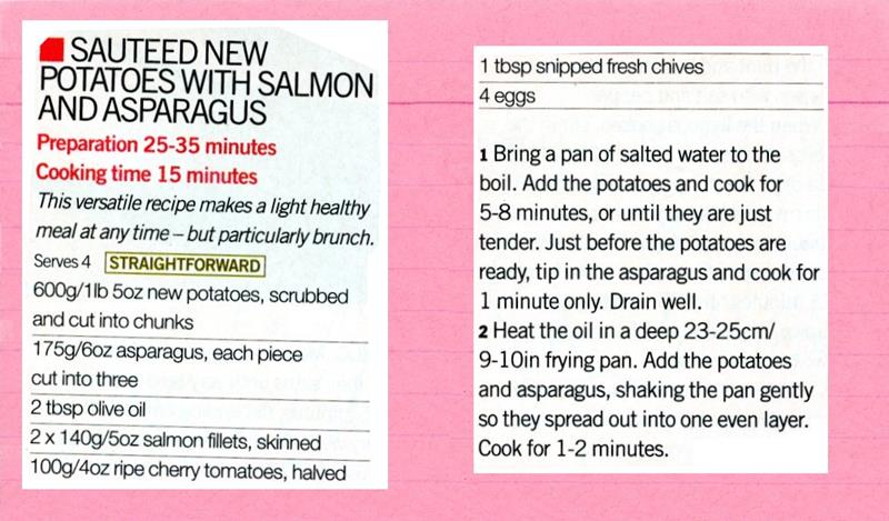 Scan 1 of 2 for Sauteed New Potatoes with Salmon and Asparagus