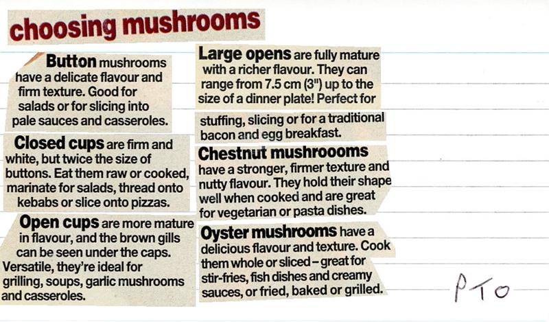 Scan 1 of 2 for Choosing & Storing Mushrooms