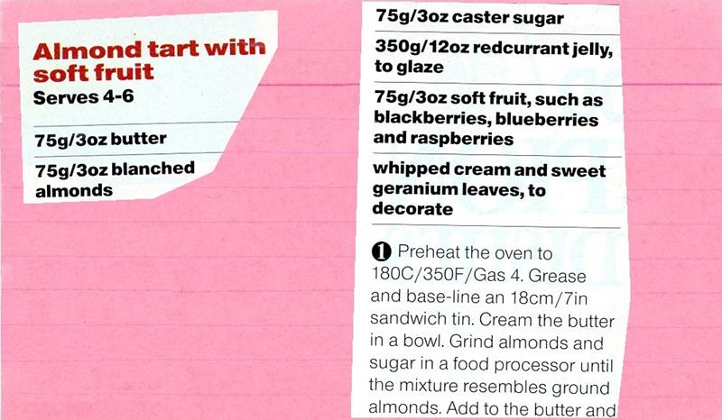 Scan 1 of 2 for Almond Tart with Soft Fruit