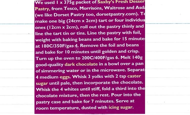 Scan 2 of 2 for No-Fuss Chocolate Tart