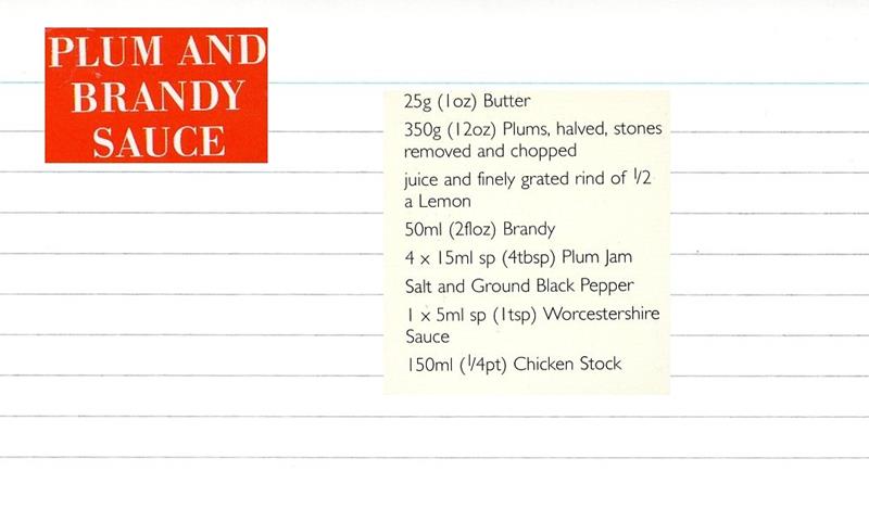 Scan 1 of 2 for Plum and Brandy Sauce