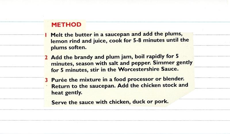Scan 2 of 2 for Plum and Brandy Sauce