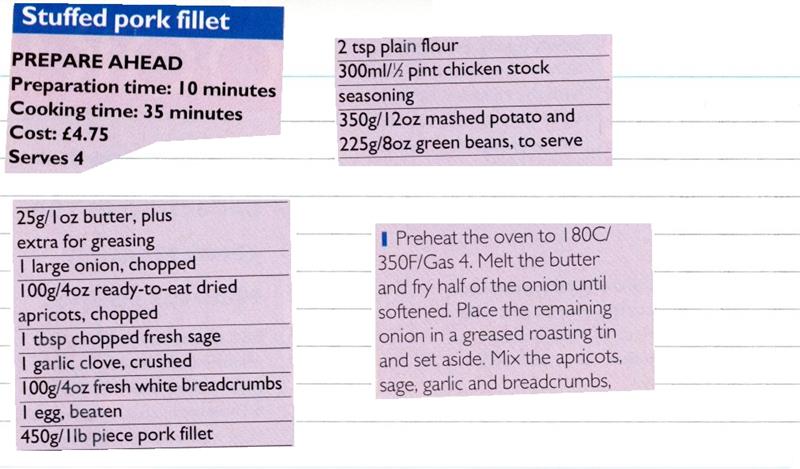 Scan 1 of 2 for Stuffed Pork Fillet