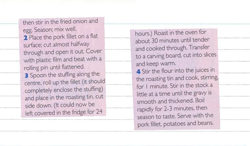 Scan 2 of 2 for Stuffed Pork Fillet