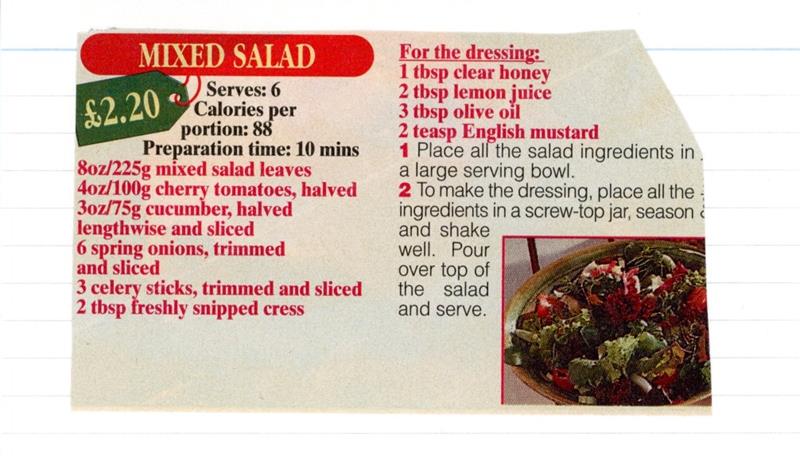 Scan 1 of 1 for Mixed Salad with Honey Lemon Dressing