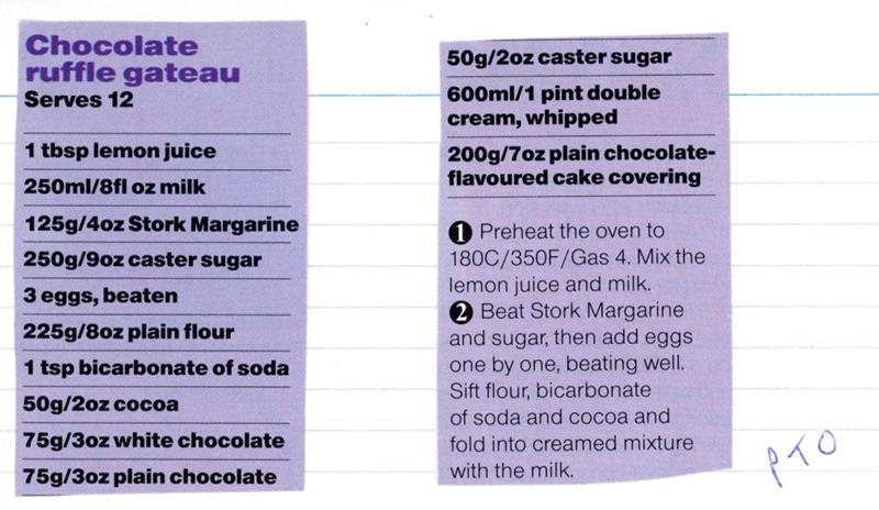 Scan 1 of 2 for Chocolate Ruffle Gateau
