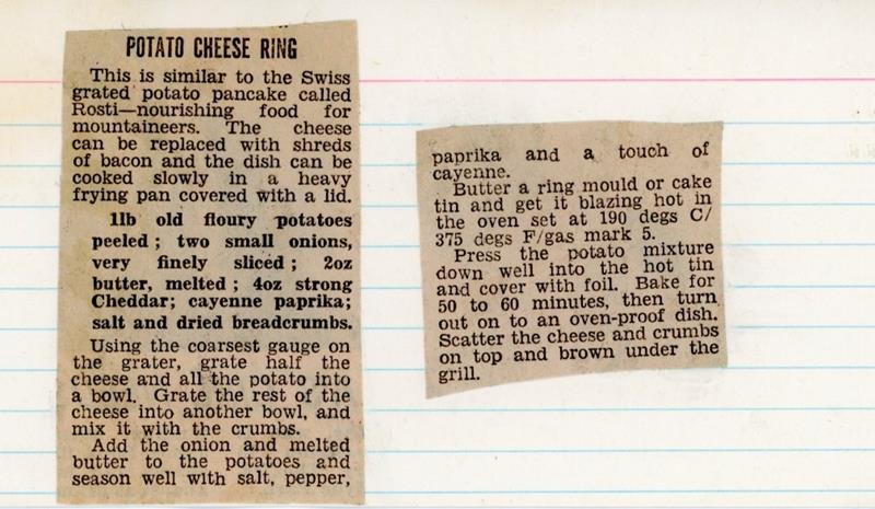 Scan 1 of 1 for Potato Cheese Ring