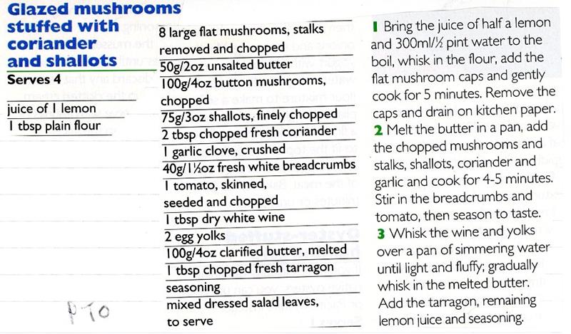 Scan 1 of 2 for Glazed Mushrooms Stuffed with Coriander and Shallots