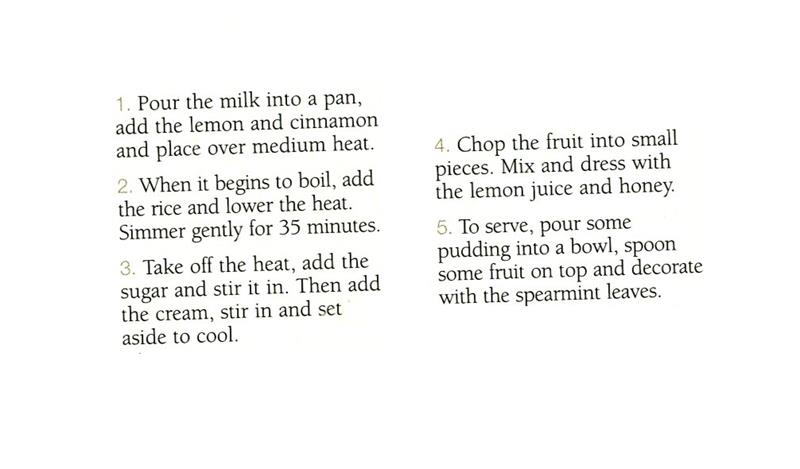 Scan 2 of 2 for Fruit 'Tartare' with Spanish Rice Pudding