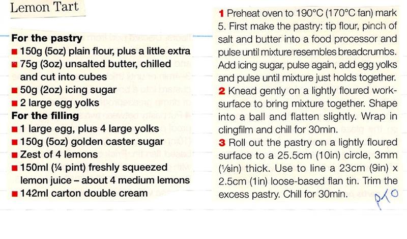 Scan 1 of 2 for Lemon Tart